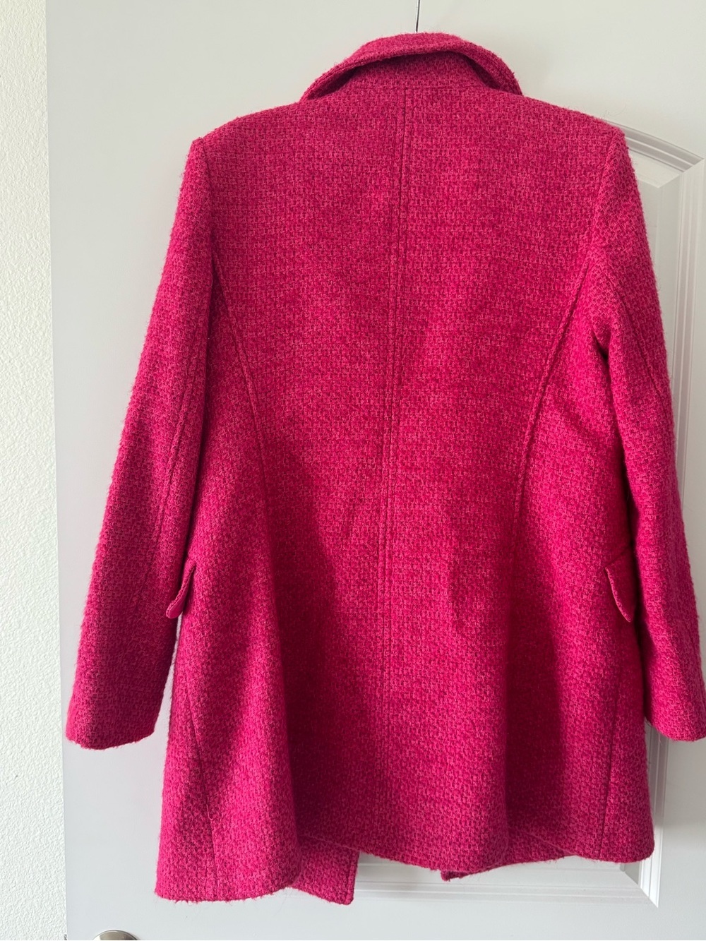ZARA Pink Textured Tweed Double-Breasted Coat Size L - Picture 2 of 5